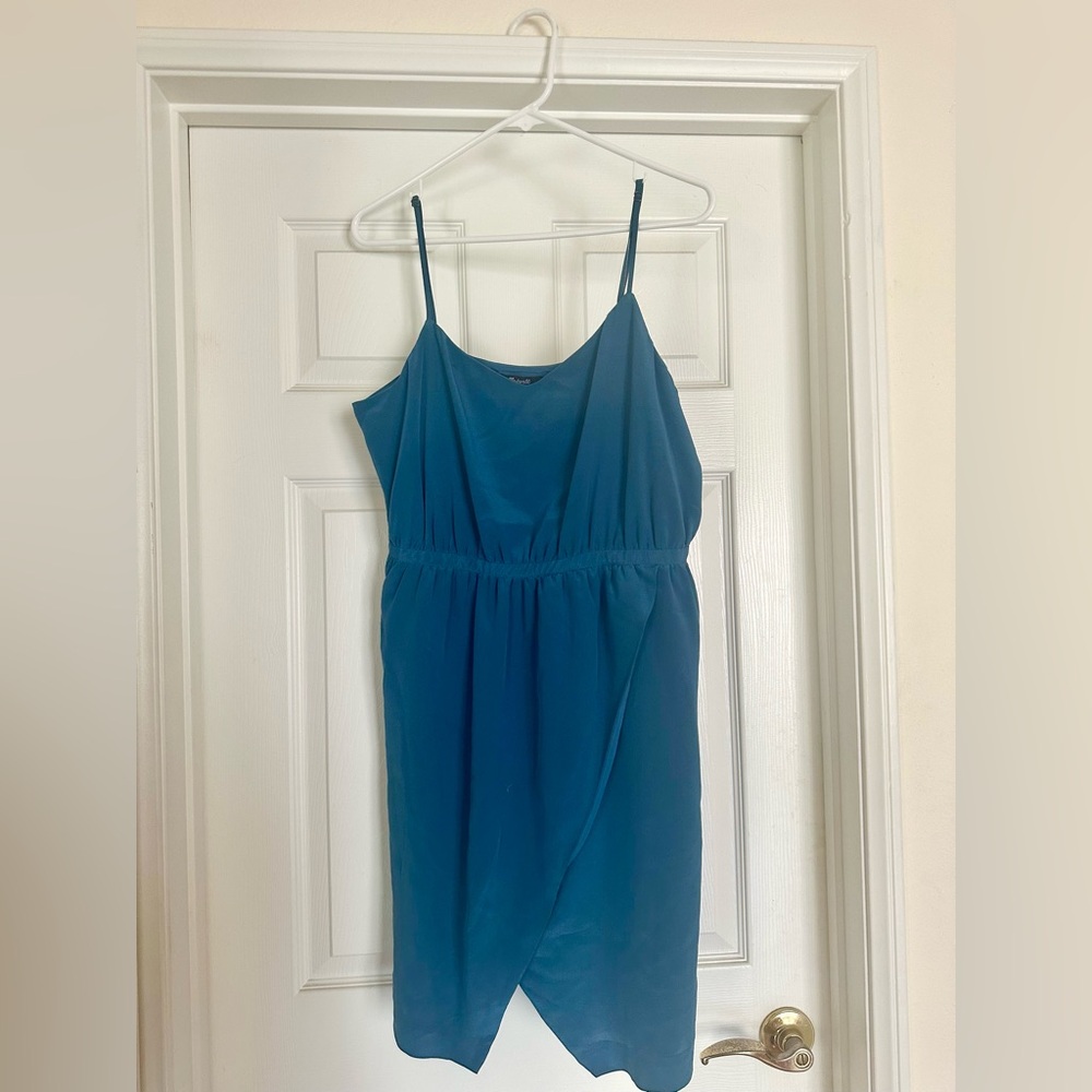 Madewell silk sand star teal dress (size 12)
